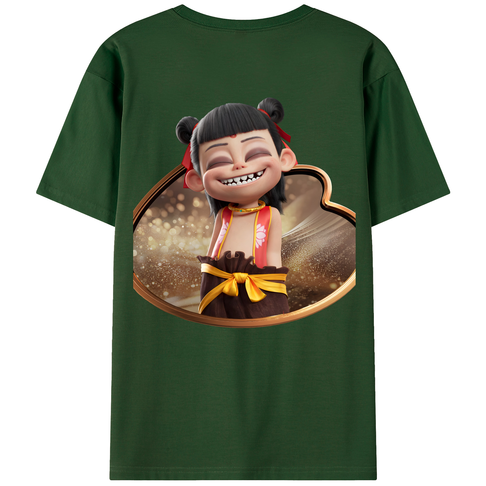 （画像用） Ne Zha 2 ナタ 魔童の大暴れ 綿100％半袖Tシャツ（背面プリント）